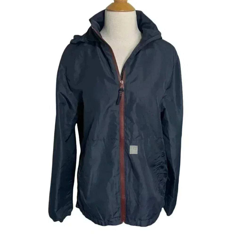 Eetnies S Gray‎ windbreaker with hidden hood full zip Skateboard jacket